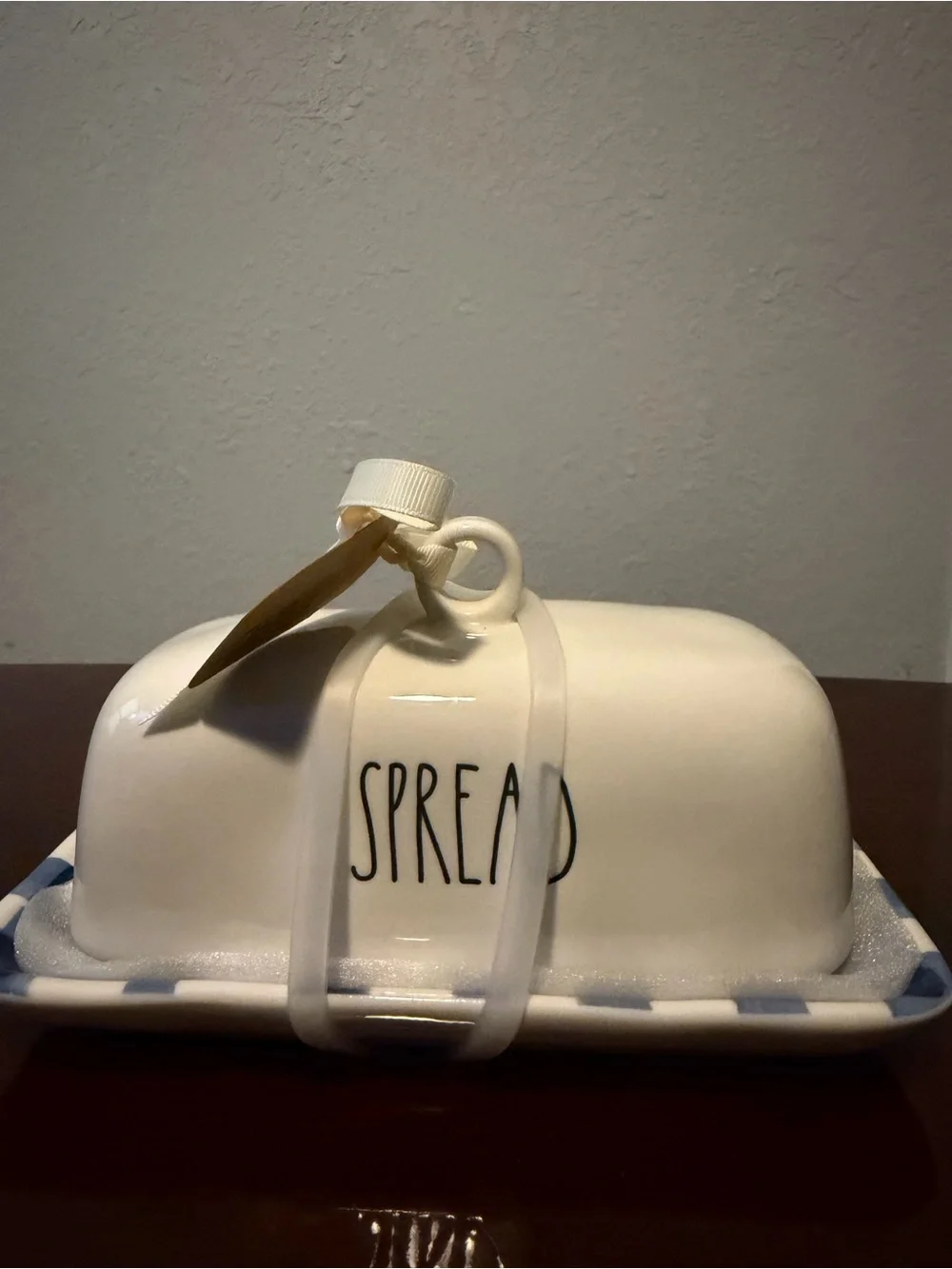 Rae Dunn Cream Ceramic Butter Crock with 'SPREAD' Lettering